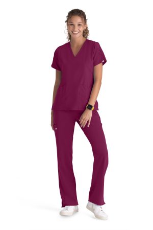Grey's Anatomy Signature Astra Top - 3 Pocket V-Neck Scrub Top in Wine