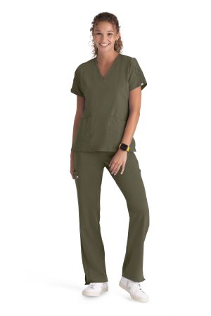 Grey's Anatomy Signature Astra Top - 3 Pocket V-Neck Scrub Top in Olive