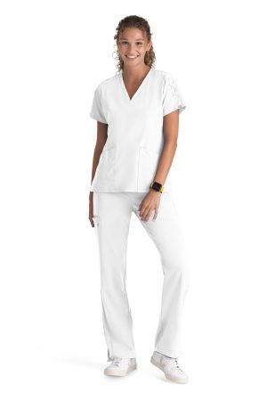 Grey's Anatomy Signature Astra Top - 3 Pocket V-Neck Scrub Top in White