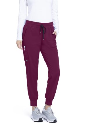 Grey's Anatomy Spandex Stretch Eden Jogger - 5 Pocket Scrubs in Wine