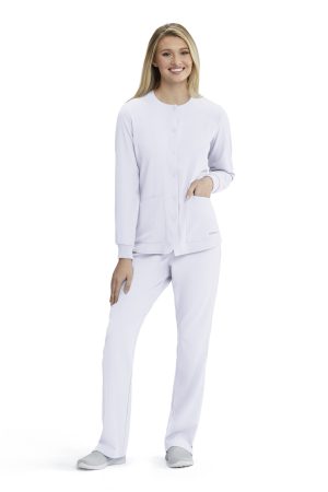 Women's Warm-Up Scrub Jacket With Eco-Friendly Stretch Fabric in White