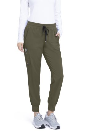 Grey's Anatomy Spandex Stretch Eden Jogger - 5 Pocket Scrubs in Olive
