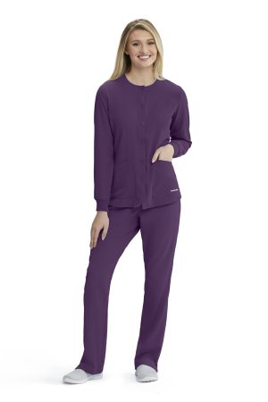 Women's Warm-Up Scrub Jacket With Eco-Friendly Stretch Fabric in Eggplant