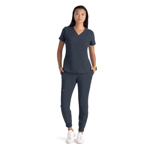 Barco One Racer Top - 4 Pocket V-Neck Breathable Scrub Top in Steel