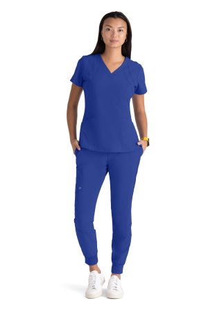 Barco One Racer Top - 4 Pocket V-Neck Breathable Scrub Top in Cobalt