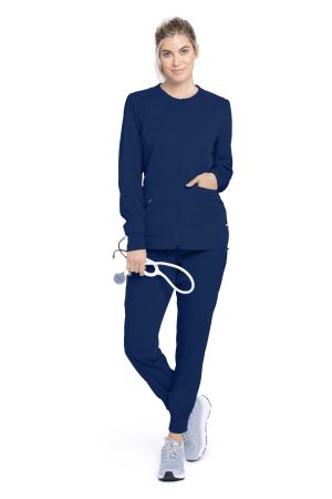 Grey's Anatomy Spandex Stretch Millie Jacket - 3 Pocket Zip Jacket in Indigo