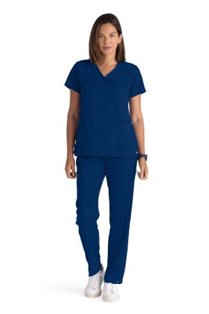 Grey's Anatomy Spandex Stretch Kim Top - 3 Pocket V-Neck Top  in Indigo