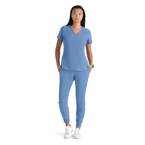 Barco One Racer Top - 4 Pocket V-Neck Breathable Scrub Top in Ciel Blue