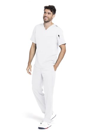 Grey's Anatomy Spandex Stretch Wesley Pant - 4 Pocket Scrub Pants in White