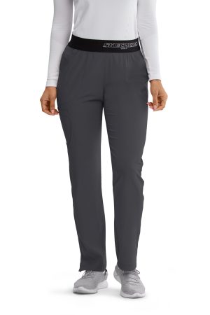 Women's Elastic Waist Cargo Scrub Pants in Pewter