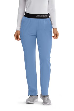 Women's Elastic Waist Cargo Scrub Pants in Ciel Blue