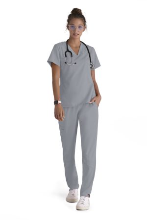 Grey's Anatomy Spandex Stretch Bree Top - V-Neck Scrub Top in Moonstruck