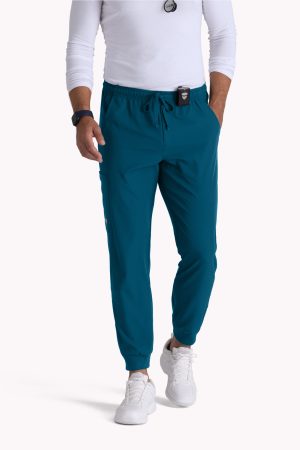 Men's Jogger Scrub Pant with Drawstring Elastic Waistband and Cargo Pocket in Bahama