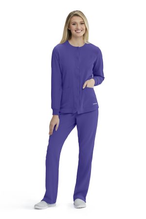 Women's Warm-Up Scrub Jacket With Eco-Friendly Stretch Fabric in New Grape