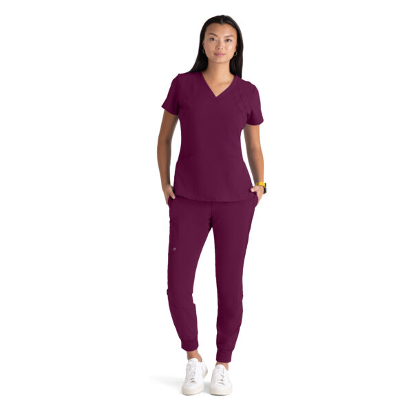 Barco One Racer Top - 4 Pocket V-Neck Breathable Scrub Top in Wine