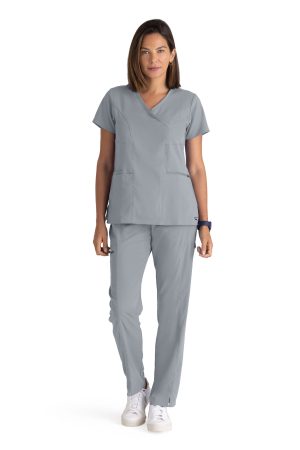 Grey's Anatomy Spandex Stretch Kim Top - 3 Pocket V-Neck Top  in Moonstruck