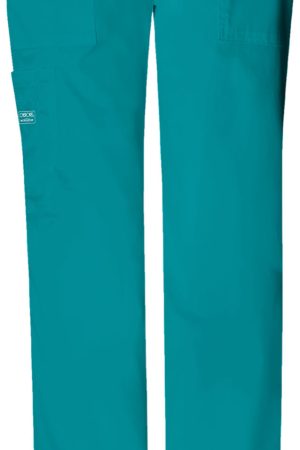 Mid Rise Drawstring Cargo Pant in Teal Blue