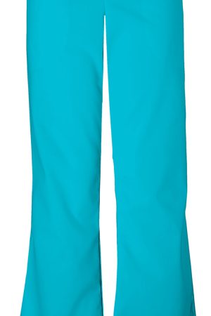 Natural Rise Flare Leg Drawstring Pant in Turquoise
