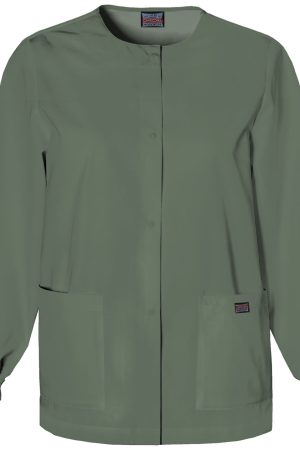 Snap Front Warm-Up Jacket in Olive