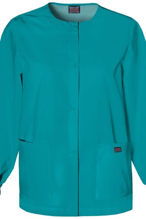 Snap Front Warm-Up Jacket in Teal Blue