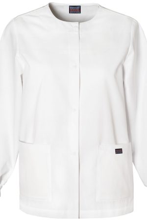 Snap Front Warm-Up Jacket in White
