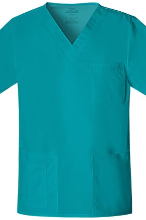 Unisex V-Neck Top in Teal Blue