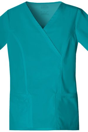 Mock Wrap Top in Teal Blue