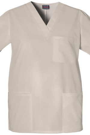 Unisex V-Neck Top in Khaki