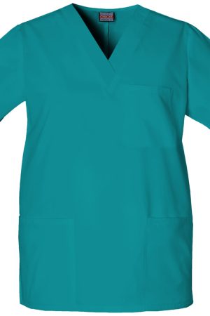 Unisex V-Neck Top in Teal Blue