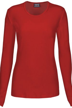 Long Sleeve Underscrub Knit Tee in Red