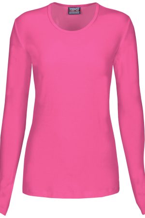 Long Sleeve Underscrub Knit Tee in Shocking Pink
