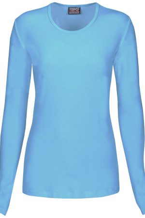 Long Sleeve Underscrub Knit Tee in Turquoise