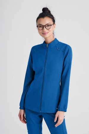 Grey's Anatomy Evolve 3 Pocket Collared Warm-Up in Blue