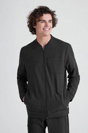 Grey's Anatomy Evolve 3 Pocket Banded Collar Warm Up in Black