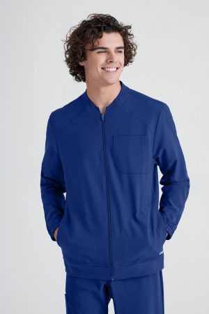 Grey's Anatomy Evolve 3 Pocket Banded Collar Warm Up in Blue
