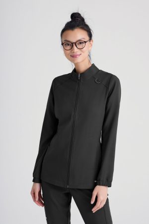 Grey's Anatomy Evolve 3 Pocket Collared Warm-Up in Black